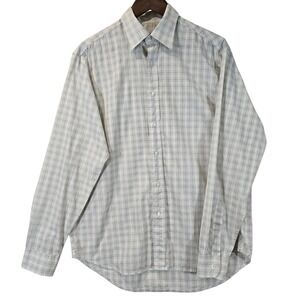 DE FURSAC Men's 16 Plaid Long Sleeve‎ Button Down Dress Shirt 100% Cotton